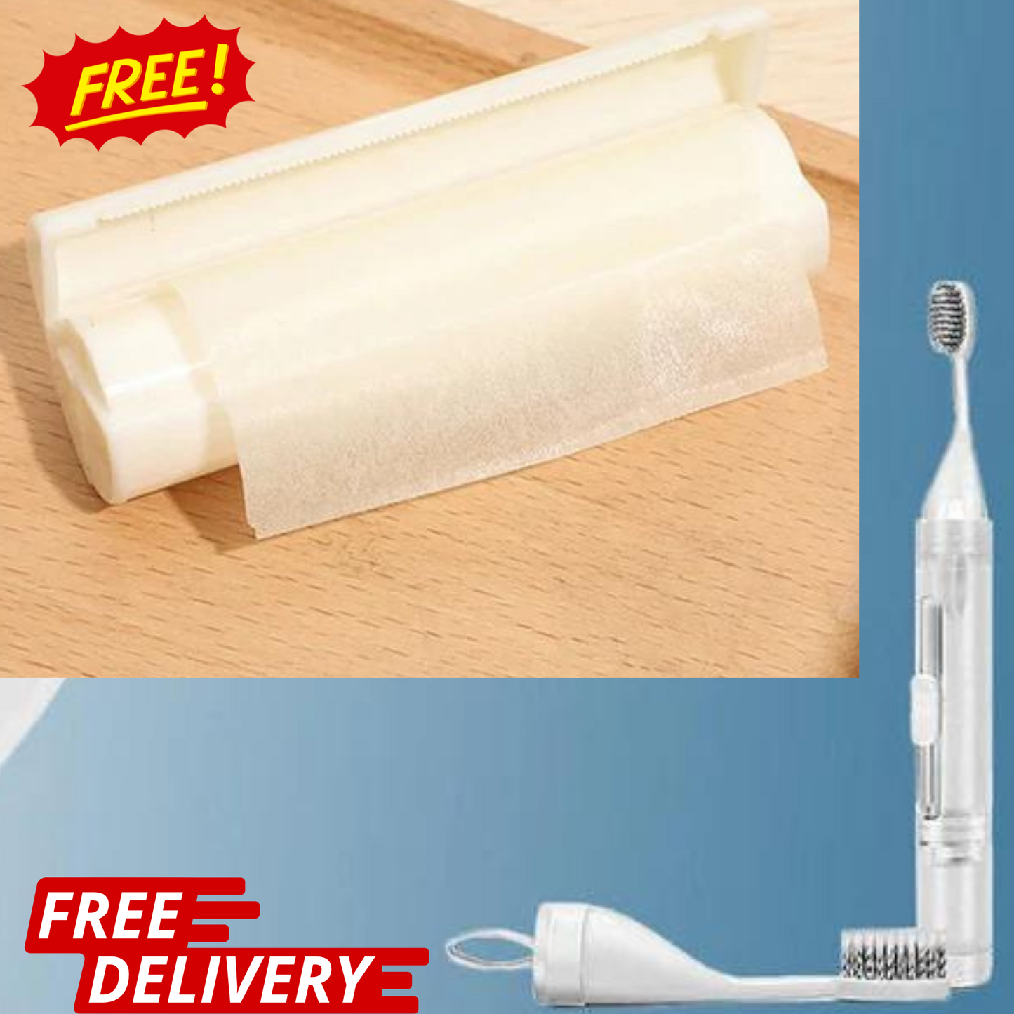 Portable 2-in-1 Toothbrush + Free Scented Paper Soap Roll: Hygiene On-the-Go