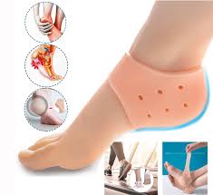 1 Pair of Silicone Gel Heel Crack Protector Anti Crack Moisturizing Foot Pain Socks Tumit Sakit Non-Slip Silicone -Human Skin Color